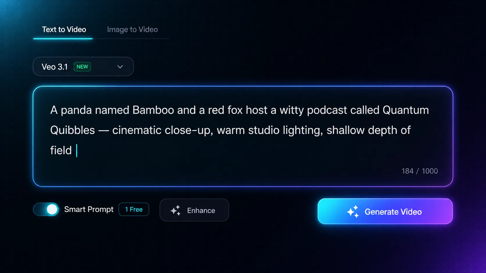 Write a Cinematic Text-to-Video Prompt