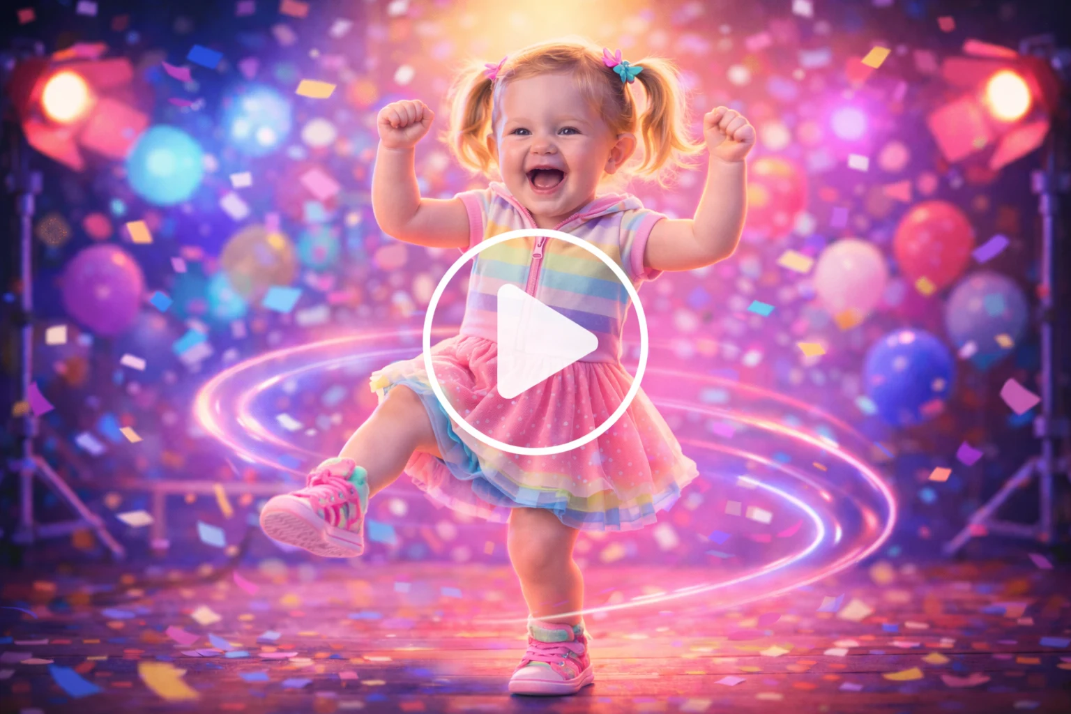 Cute cartoon-style AI dance video generated from a baby photo