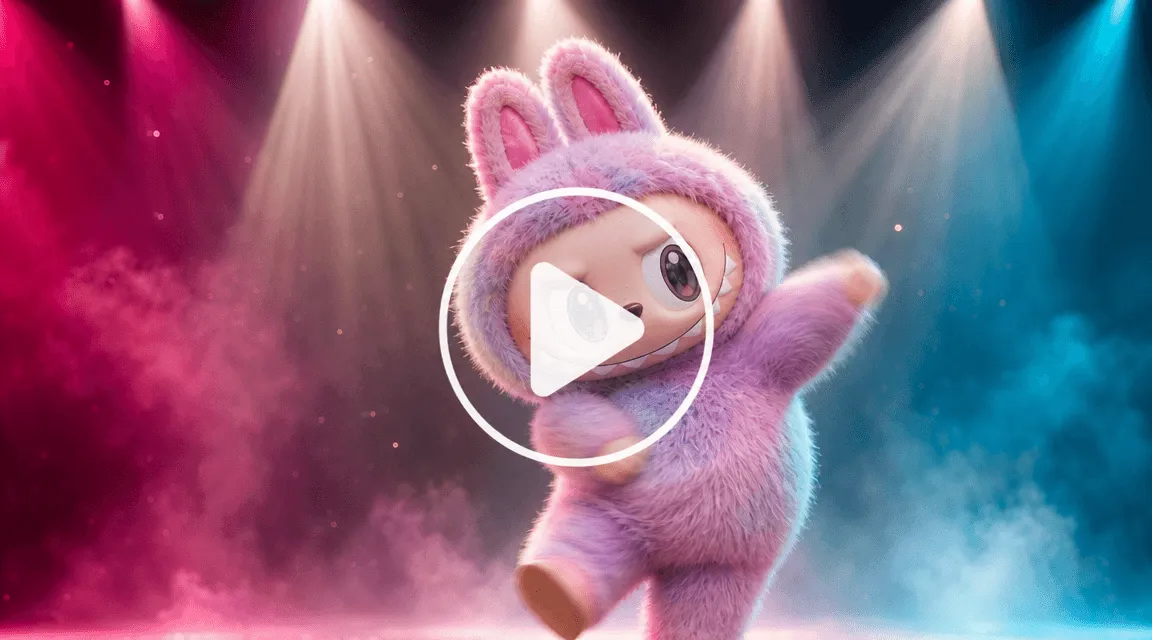 AI dance video generated from a Labubu-style plush figurine