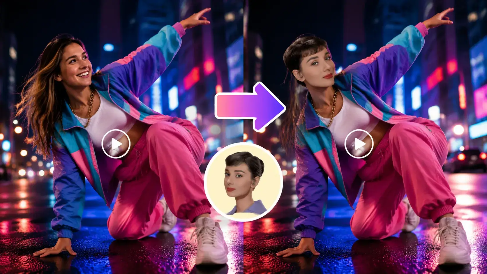 AI face swap for TikTok, Instagram Reels, and Facebook social media content